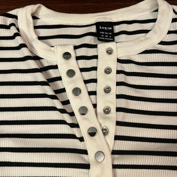 Women’s Black and White Striped Shirt SHEIN Size Medium NWOT - Picture 3 of 5